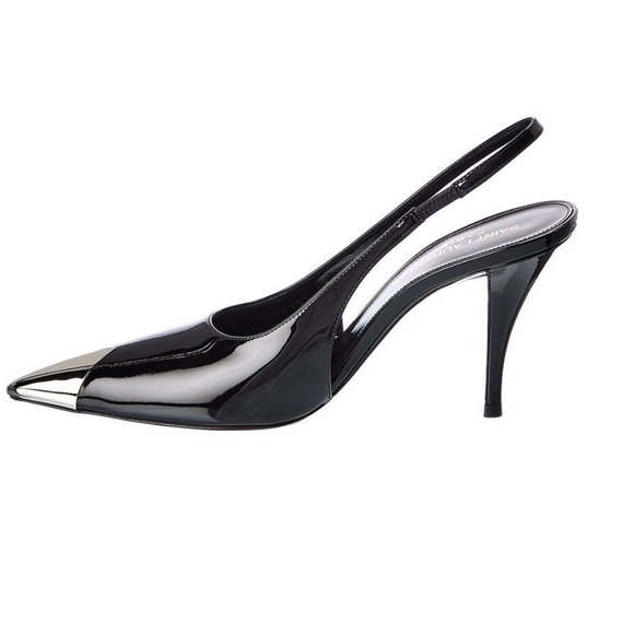 Saint Laurent Vespar Black Patent Slingback Pump Size 40 - Picture 2 of 3